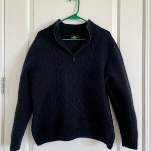 Rodd & Gunn Navy Blue Fisherman Quarter zip Sweater SZ L